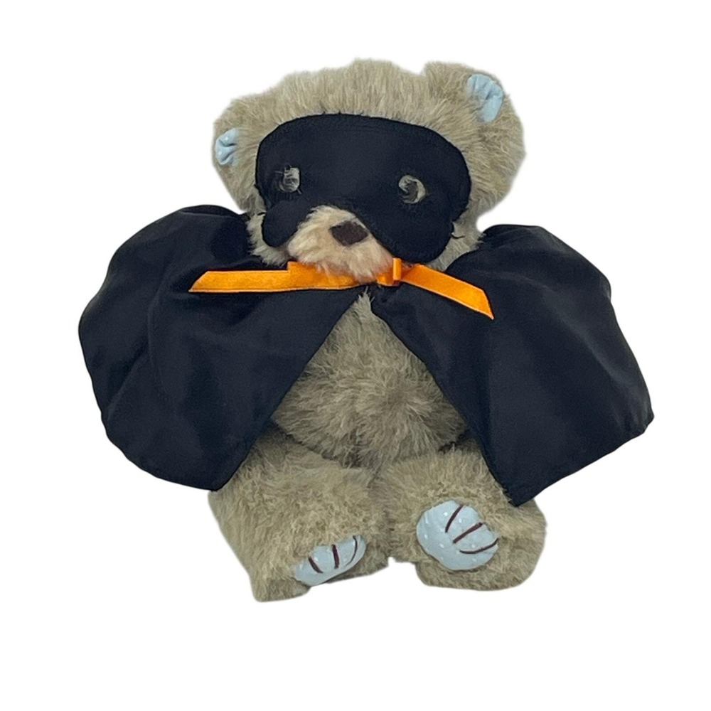 Vintage Halloween Teddy Hugglesbie Bear Plush Caped Masked Stuffed Animal Gibson